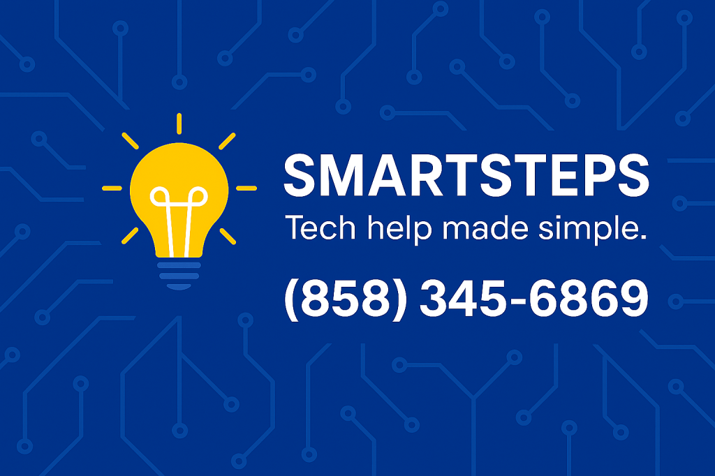 "SmartSteps Local San Diego tech help for seniors and small businesses, provided by SmartSteps